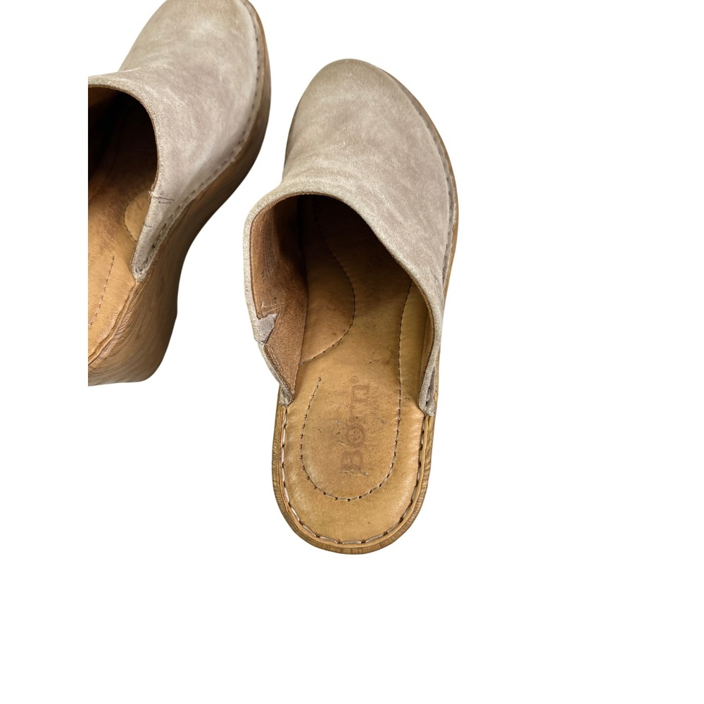 Born Natalie Suede Wedge Clog Mules Tan Camel Size‎ 7M - Picture 5 of 9